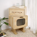 MDF CREATIVE ROTATABLE ROBOT STORAGE SIDE TABLE, NATURAL COLOR