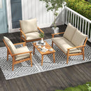 Outdoor Acacia Wood Patio Set With Cushions And Coffee Table
