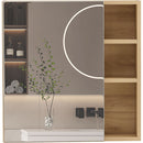 Natural Wood Grain Multi-Function Mirror Cabinet - Clear Mirror and Storage Space. MDF material mirror cabinet,a separate wall mounted bathroom mirror for storage and space saving.