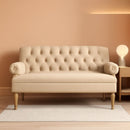 Warm Beige Tufted Loveseat Sofa Modern Living Room