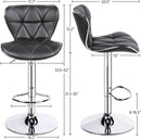 Grey Adjustable PU Leather Swivel Bar Stools Set of 2, Counter Height