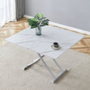 Modern Minimalist Multifunctional Lift Table with 0.8 Inch MDF Desktop and Silver Metal Legs