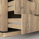 Modern 6-Drawer Natural Wood MDF Cabinet with Metal Rounded Corners and Exquisite Handles – Multi-Functional Storage
