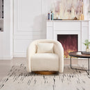 Swivel Accent Chair, 360-degree Swivel Barrel Chair with Teddy Upholstery, Comfy Pumpkin-Shaped Swivel Chair for Living Room, Bedroom, or Office