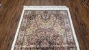 Persian Design Silk Accent Rug, Dome Medallion, Allover Pattern Oriental Carpet, Small Silk Rug, Cream, Ivory, Bamboo Silk, 2' 8" x 4' 1"
