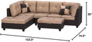 Beige Left Facing 3 Piece Sectional Sofa With Chaise