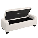 Textured Boucle Ottoman Bench with Hinged Lid for Seating and Storage in Beige, 50 Inches, Solid Wood
