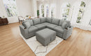 Multi-Functional Sectional Sofa Convertible Pull-out Bed with Storage Ottoman, USB Ports, Cup Holders, Chenille, Gray, 84.7'