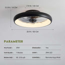 20 Inch Black Flush Mount Ceiling Fan With Dimmable Lights