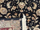 Sino Persian Rug 9x12, Fine Elegant Oriental Carpet 200 KPSI, Black and Dark Red, Allover Floral