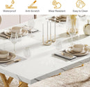 63 Inch Dining Table With Faux Marble Top For Kitchen And Dining Room