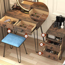 Vanity Desk Set With Drawers And LED Lighted Mirror