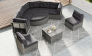 Elegant Patio Furniture Set Outdoor Daybed Rattan Sectional with Cushions and Center Table, Grey, Iron + Rattan