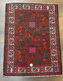 Small Persian Baluchi Rug, Tribal Rug, Brown, Multicolor