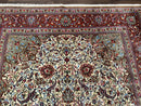 Persian Qum Rug 7x11, Beige and Red, Highly Detailed Floral Pattern, Fine 260 KPSI