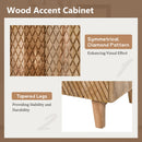 TREXM Wood Accent Cabinet with Storage, Rustic Mango Wood Storage Cabinet with Fluted Design and Adjustable Shelf for Dining Room, Kitchen, and Living Room (Natural)