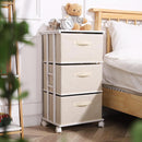 Beige Dresser Tower With 3 Drawers And Wood Top Fabric
