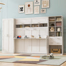Full Size Murphy Bed Wall Bed with Closet , Drawers and Shelves, White