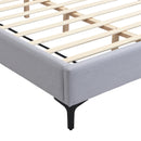 Chic Linen Upholstered Bed with Integrated Lights and Shelves, Grey, Queen