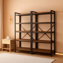 Rustic Brown 5 Tier Bookcase With Raised Edges For Living Room