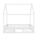 Wood House Bed With Fence And Door