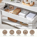 Lift Top Coffee Table With Hidden Compartment And White Finish