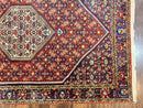Persian Bidjar Rug 4x6, Handmade Oriental Carpet, Fine Weave, Herati Mahi Pattern, Vintage, Red, 300 KPSI