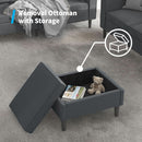 Dark Grey Convertible Sectional Sofa With Storage Ottoman