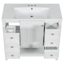 36' Bathroom Vanity with Sink Combo, One Cabinet and Three Drawers, Solid Wood and MDF Board, White (Old Sku:SY999505AAK)