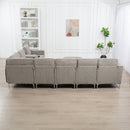 Convertible Sectional Corduroy  Sofa with Storage Ottoman,Cupholders, USB Ports for Living Room Apartment,Gray