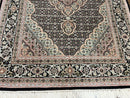 Sino Persian Rug 4x6, Fine Hand Knotted Carpet, Black, Wool, Vintage Rug 4 x 6, Herati Mahi, 300 KPSI