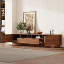 TV Stand, Entertainment Center With Deep Drawers, Cable Management & Soft Closing Hinges