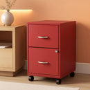 Red Mobile File Cabinet With 2 Locking Drawers 18 Inch