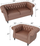 PU Brown Leather Modular Sectional Sofa Tufted Cushions
