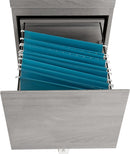 Grey Rolling Locking Two Drawer Vertical Filing Cabinet