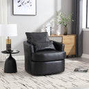 Swivel Barrel Chair, Comfy Round Accent Sofa Chair for Living Room, 360 Degree Swivel Barrel Club Chair, Leisure Arm Chair for Nursery, Hotel, Bedroom, Office, Lounge (Black PU)