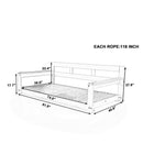 TOPMAX Patio Wooden Twin Size Porch Swing Daybed Frame, Garden Swing Bench Chair with 4 Hanging Ropes for Backyard,Outdoor,Natural