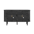 TREXM Farmhouse Sideboard Cabinet with Storage, Wood Buffet Cabinet with Glass Doors and Adjustable Shelves for Kitchen, Dining Room and Living Room (Black)