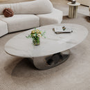 Marble Coffee Table with Sculptural Stainless Steel Base