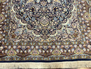 Pak Persian Rug 5x7, Navy Blue Hand Knotted Wool Oriental Carpet 5 x 7 ft, Floral Medallion, Traditional Vintage Pakistani Rug, 225 KPSI
