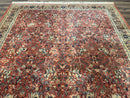 Persian Area Rug 8 x 11.6, Wool, Royal Hunting Scene, Vintage Couristan Rug, Red, Allover Pattern, Belgium Power Loomed