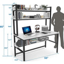 55 Inch Desk With Hutch And Bookshelf Open Shelves