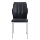 Luxury Simple Chair Set of 4 - High Resilience Dining Chair Black PU Material with Metal Silver Leg