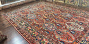 Large Persian Bakhtiari Rug 10x14, Rare Perisan Tribal Rug, Red Blue Ivory Multicolor, Hand Knotted, Semi Antique Carpet