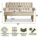 Warm Beige Tufted Linen Love Seat For Small Spaces