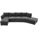 146.9" L-shaped Sofa Sectional Sofa Couch Pull-out Sofa Bed with a Movable Storage Ottoman, a Storage Chaise Lounge and Two USB Ports for Living Room, Grey