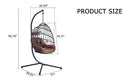 Indoor Outdoor Egg Swing Chair with Stand, Patio Grey Wicker Rattan Hanging Chair with Rope Back, Cushion,Cover,All Weather Foldable Hammock Chair for Bedroom, Porch, Garden