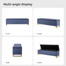 Navy Upholstered Storage Ottoman Bench With Hideaway