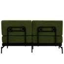 Modern Loveseat Sofa 2-Seater with USB Ports, Cylindrical Armrests, Green Chenille, 59 Inch
