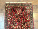Small Persian Sarouk Rug 2x4, Floral, Red Hand Knotted Wool Traditional Oriental Carpet, Antique Persian Rug 2 x 4